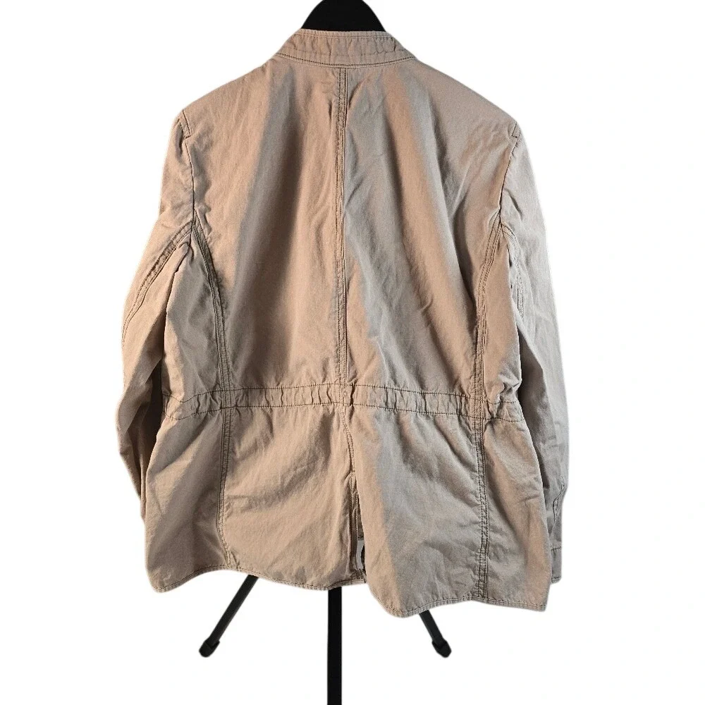 Ann Taylor LOFT Womens XL Tan Khaki Utility Field Jacket Button Front Drawstring - Picture 6 of 10